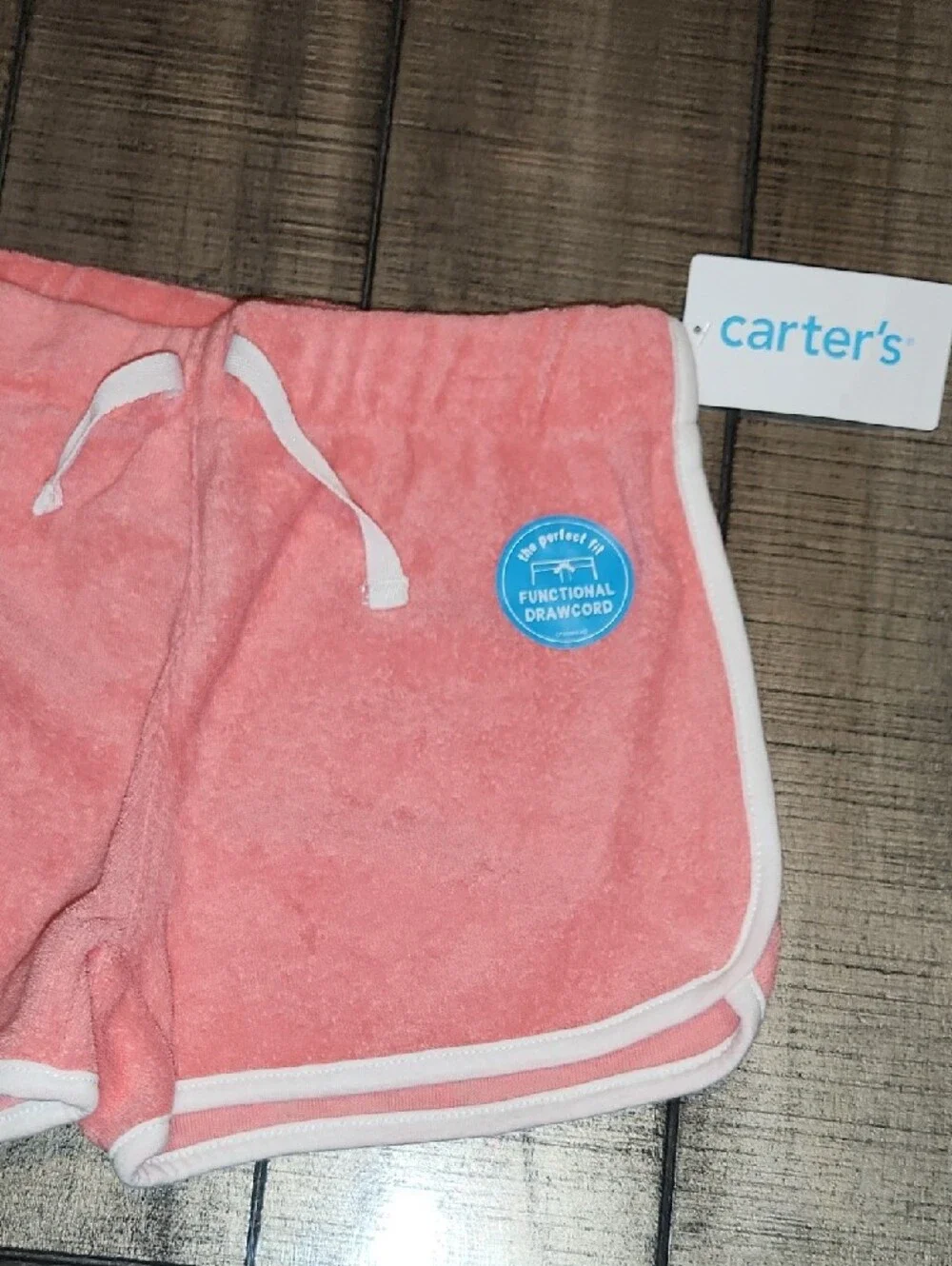 NWT CARTER'S Girls Pink Terry Cloth Shorts with Drawstring